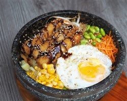 Bibimbap tempura shrimps